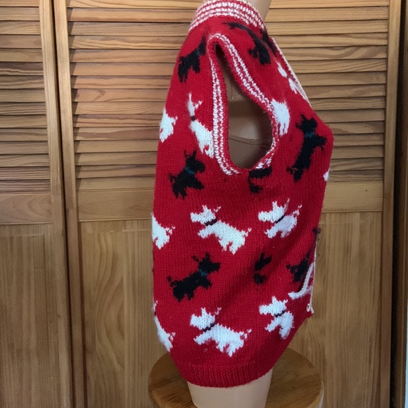 Scotties and Westies vintage sweater red wool handmade Uruguay red black white M - Picture 4 of 8